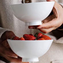 日式家用吃饭碗面碗景德镇骨瓷碗高足碗拉面碗陶瓷纯白餐碗中式