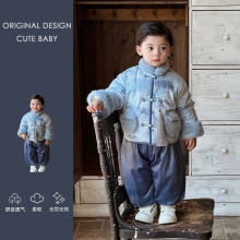 婴幼儿周岁礼服男宝宝冬装中国风唐装连体衣加厚保暖外出服生日服