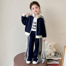 女小童棒球服套装春秋款女宝宝开衫卫衣秋装小女孩休闲运动两件套