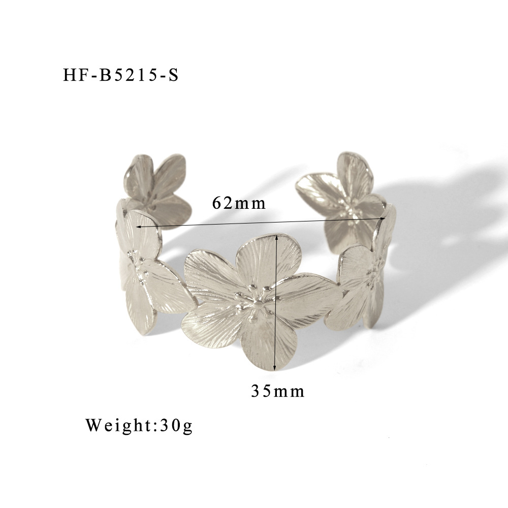 Celebridades de Internet europeas y americanas retro acero inoxidable exagerado industria pesada patrón de martillo apertura de flores pulseras de alta gama joyería de moda