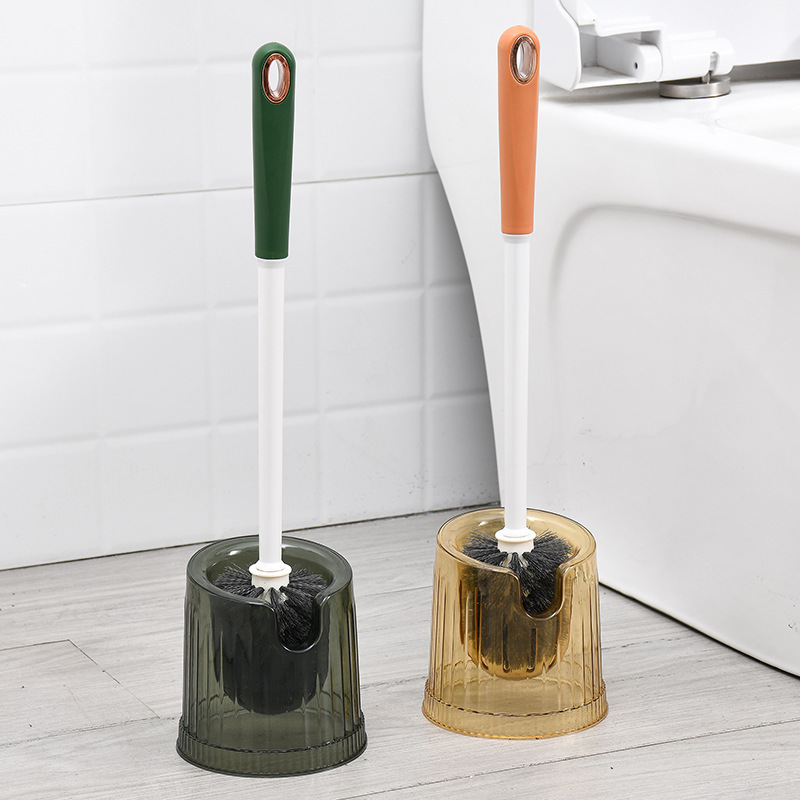 Transparent PET Toilet Brush Sanitary Brush Long Handle Toilet Brush Soft Hair Sanitary Brush Round Base Toilet Brush Thickened