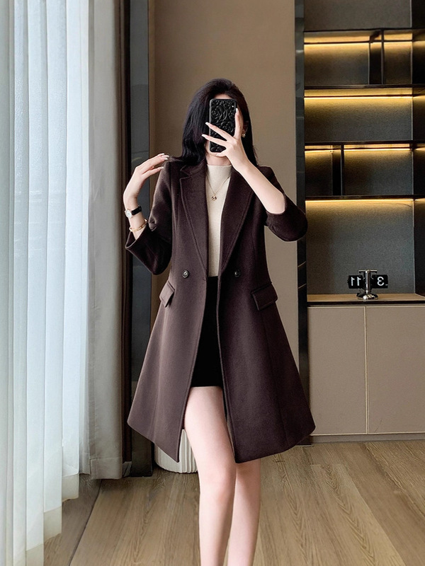 风衣女款2025新款超火爆款酒红色修身中长款高级感西装外套女春秋|undefined