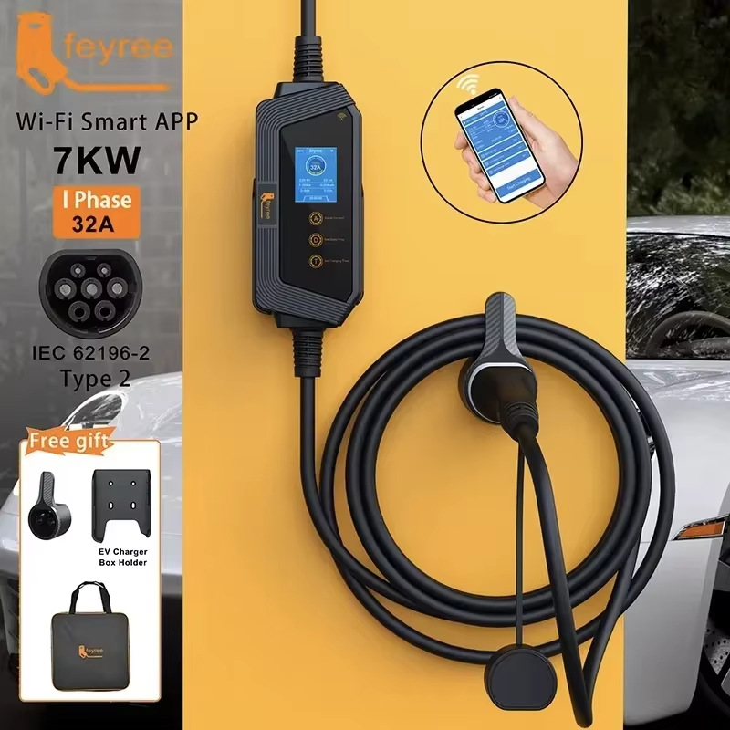 7KW32ATYPE2新能源汽车便携式带APP欧标充电桩取电