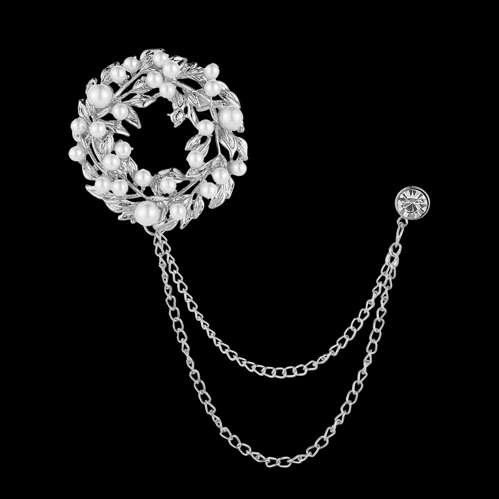 Moda corona alas diamante borla hombres traje broche simple todo partido traje vestido abrigo ramillete accesorios