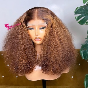 250%Jerry curly Double Drawn bob human hairwigs European and American Wig Lace