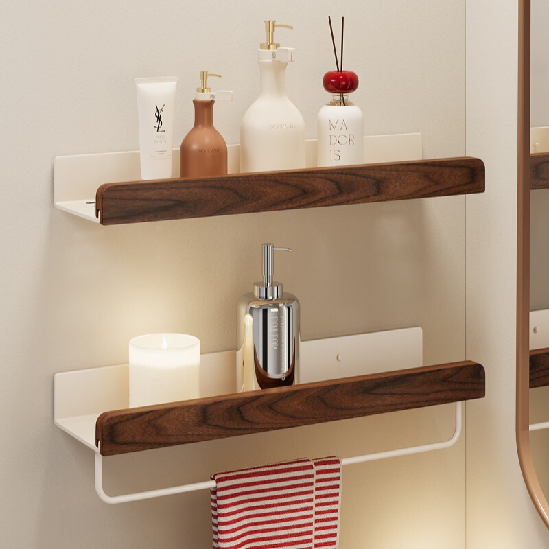Maillard Storage Rack Wall-mounted Washstand Solid Wood Hole-free Multifunctional Storage Rack Bathroom Toilet Shelf