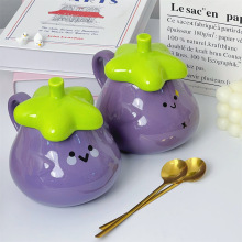 单品--马克杯带盖茄子水杯墩墩杯可爱呆萌杯子高颜值陶瓷杯送礼物