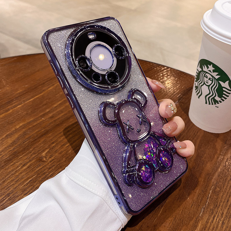 Huawei Mate70pro 流砂バイオレントクマ携帯電話ケース Puro70pro 電気メッキ x200 落下防止保護カバーに適しています。|undefined