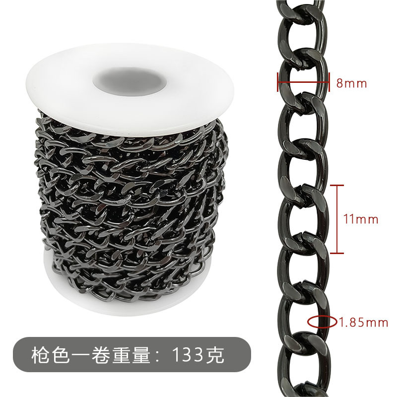 Collar artesanal transfronterizo cadena de aluminio semiacabada de 5 metros con accesorios de joyería de bricolaje en rollo Cadena metálica decorativa de equipaje