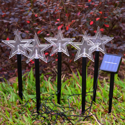 Cross-border LED solar Christmas floor lamp, one-to-one five-star snowflake Christmas lamp, atmosphere decorative lawn lamp