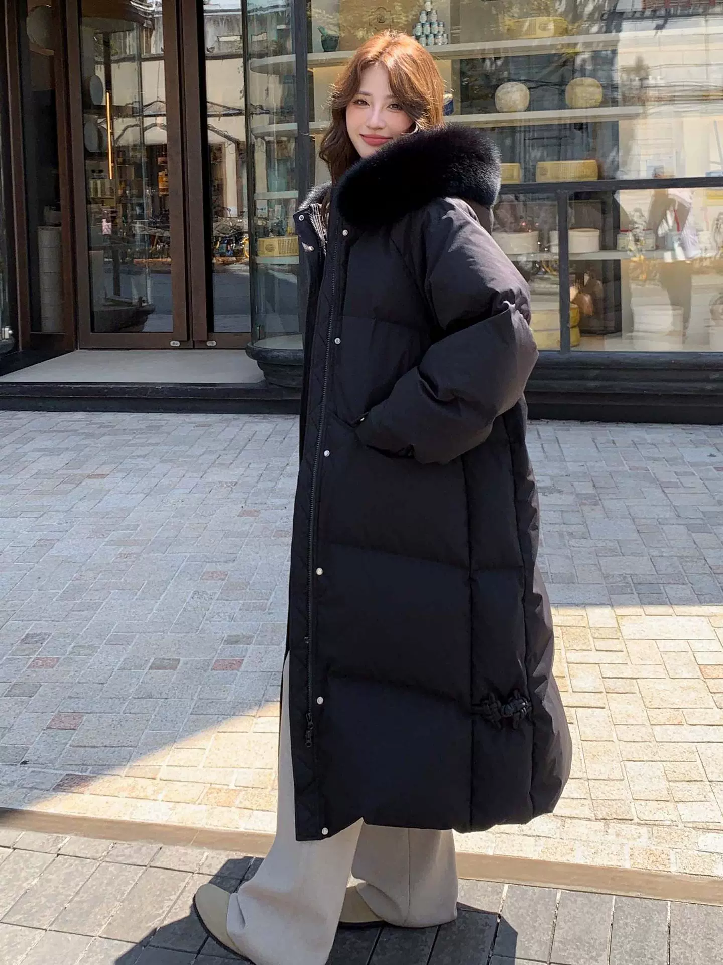 Long down jacket for pregnant, Korean style, plus size, maxi length