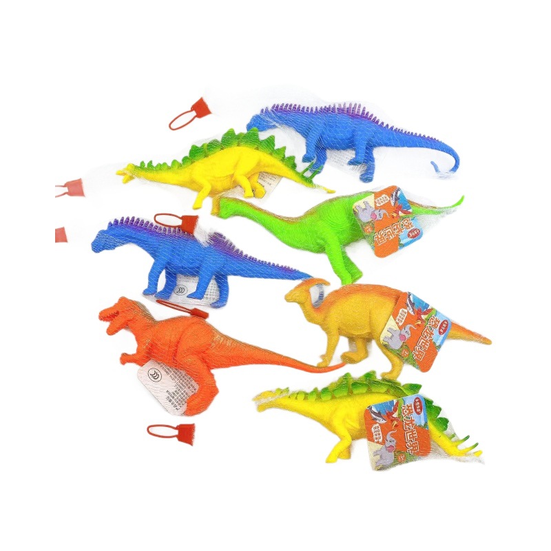 Juguetes infantiles simulación de piel de dinosaurio pellizco pellizco bolsas de red con sonido animal modelo de juguete colorido 2 yuanes al por mayor
