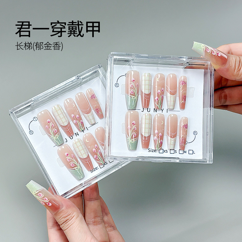 Wearable Long Pattern Manicure Nails Wholesale Finished Manicure Nails Removable High-End Wearable Manicure Nails