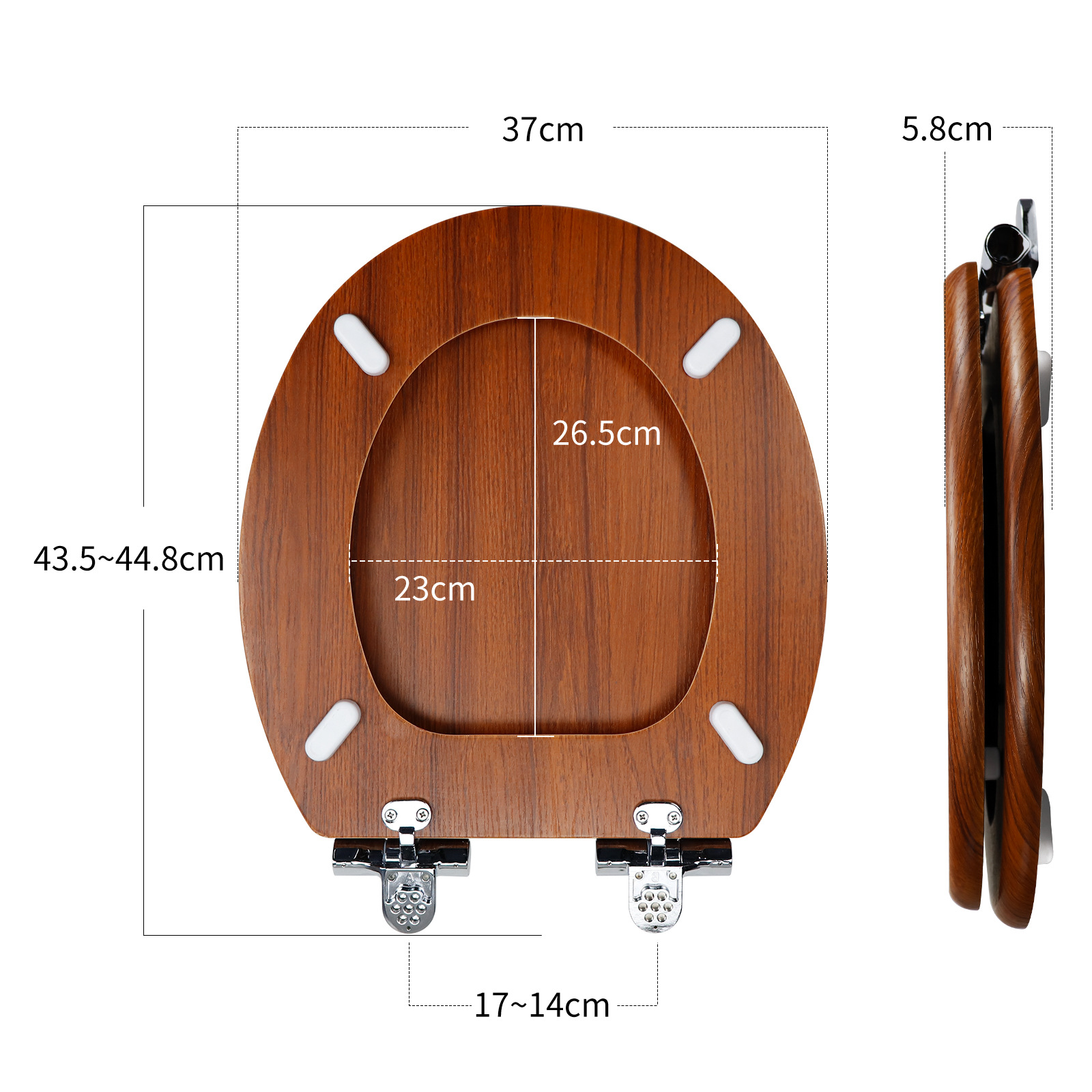 Fábrica directa de 17 pulgadas tablero de densidad madera MDF cubierta de inodoro con cinta de madera de PVC