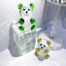 跨境创意精致可爱迷你小熊水晶桌面装饰摆件礼物礼品批发一件代发