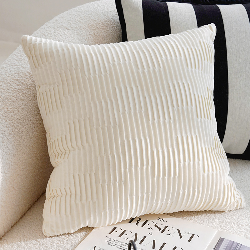 Almohada en blanco y negro de lujo ligero y de alta gama Almohada de la Edad Media francesa Bordado Cama simple Sala de estar Sofá Funda de almohada con núcleo