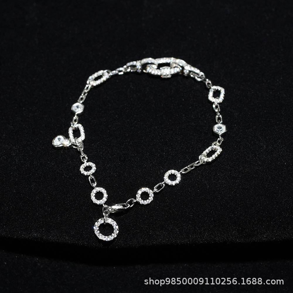 925 silver fully inlaid with zirconia metal bracelet for women, high-end, simple and fresh, minimalist ins style, light luxury, versatile jewelry