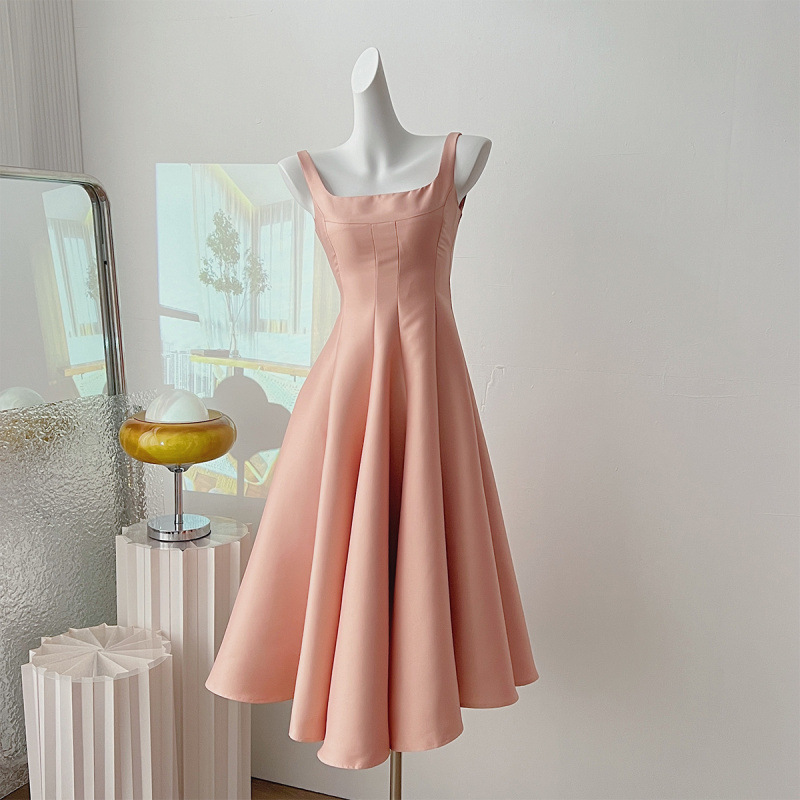 Real Shot of New Women's Waist Slimming Rose Red Mini Dress Suspender Dress