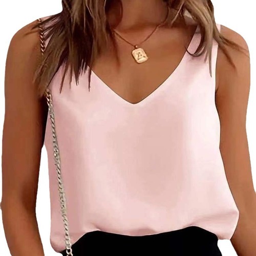  cross-border European and American Amazon women's silk shoulder strap camisole sexy satin non-slip soft vest for women