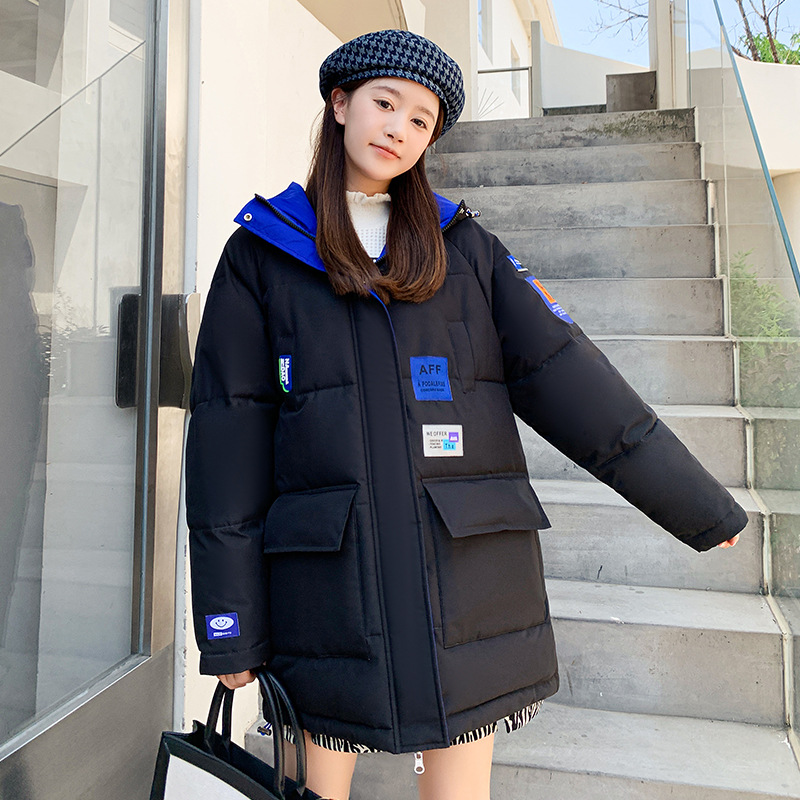 Doble cara de pluma de algodón de mujer largo nuevo tipo de algodón coreano suelto y grueso chaqueta de invierno de algodón