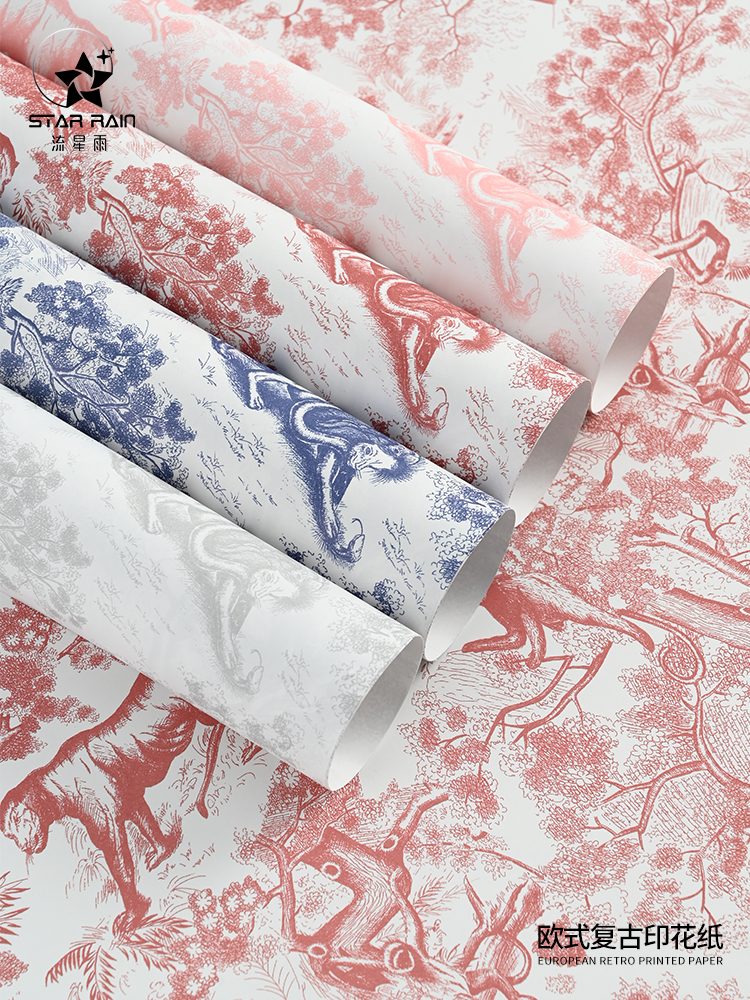 Lluvia de meteoros retro europeo flor de embalaje de papel ramo flor de embalaje impermeable estilo de papel de arte material floral