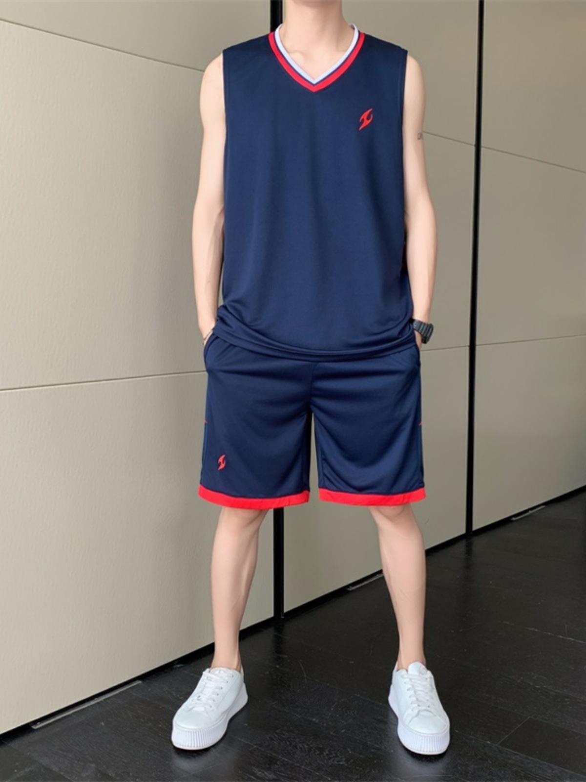 Basketball Uniform Suit Vest Men's Sports Breathable Fitness Running Sleeveless Basketball Training Vest Jersey Customization