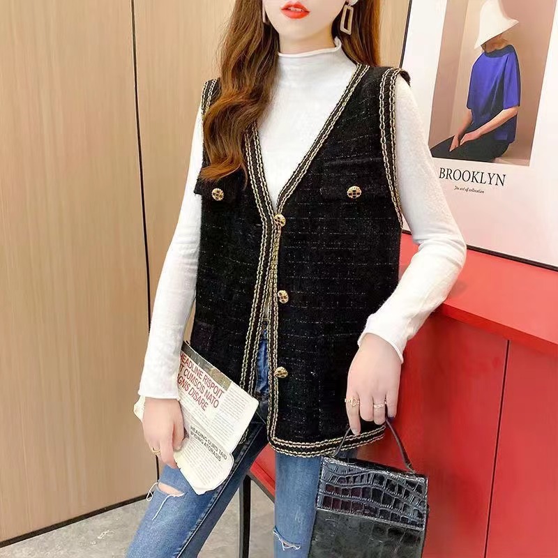 Nueva Suelta todo partido sin mangas torre exterior chaleco Chaleco de punto de terciopelo de imitación de visón de moda para mujer Otoño e Invierno image 5