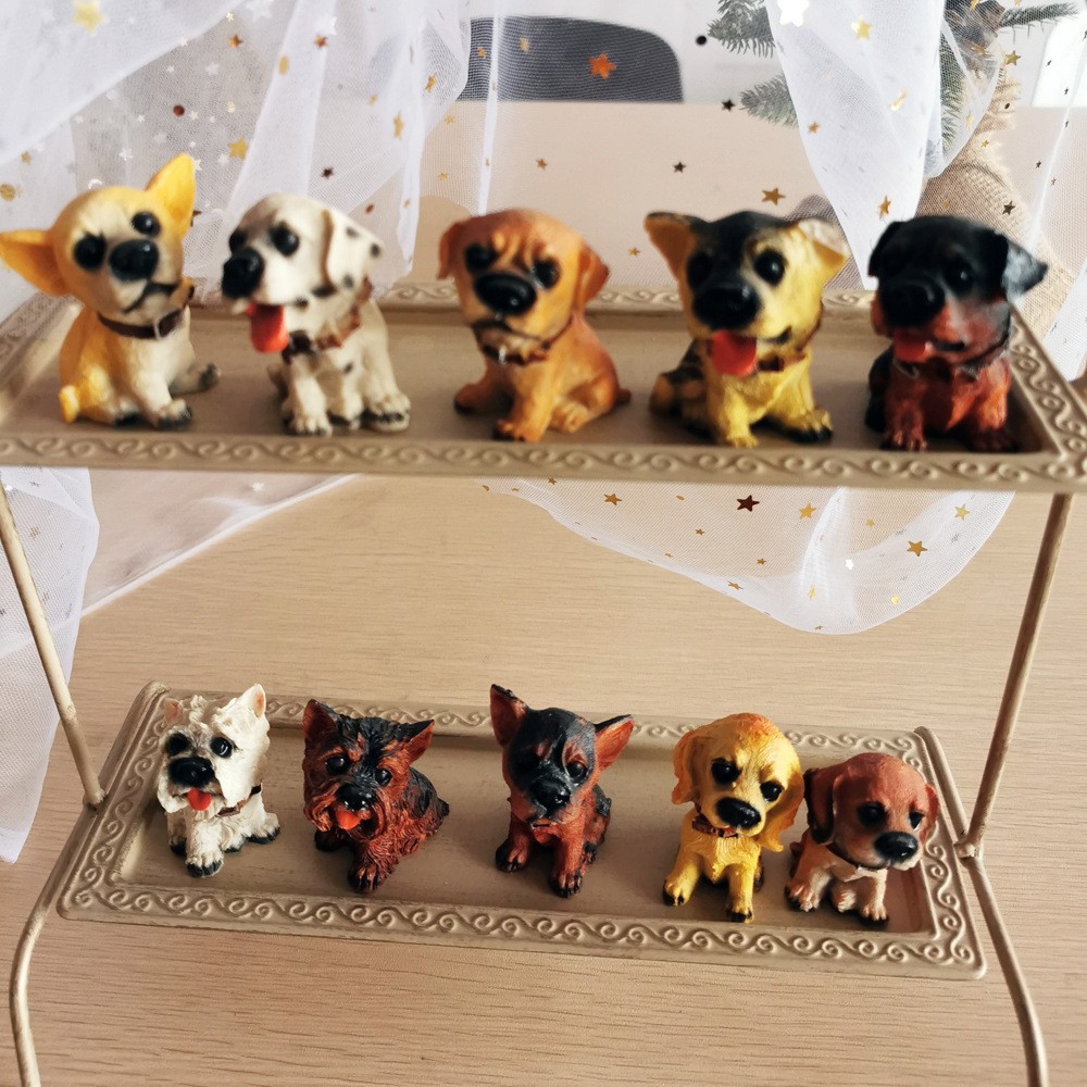Biónico americano perrito resina artesanía decoración de gabinete de televisión adornos para el hogar regalos de cumpleaños lindos pequeños combates