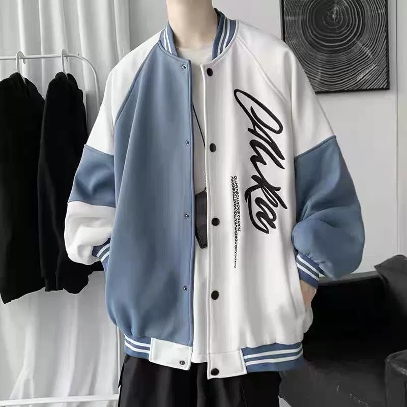 Бейсбольная куртка Tide oversize (мужская), летняя тонкая, двуцветный стиль