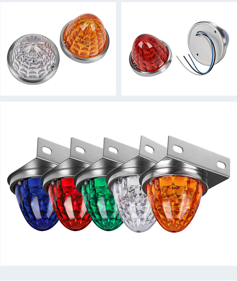 Cross-Border Led Diamond Watermelon Light Glass-Type Plastic Truck Side Light Width Indicator Light Warning Chassis Light Metal Bracket