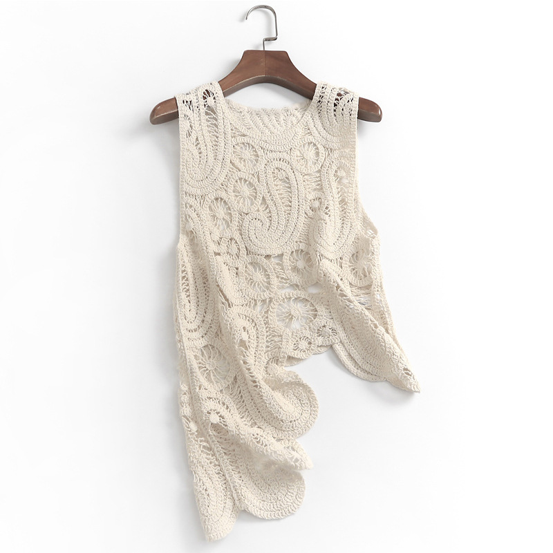 2025 New Summer Style Pure Color Fairy Style Slimming Look Cut Out Asymmetrical Blouse French Thin Vest for Women 404