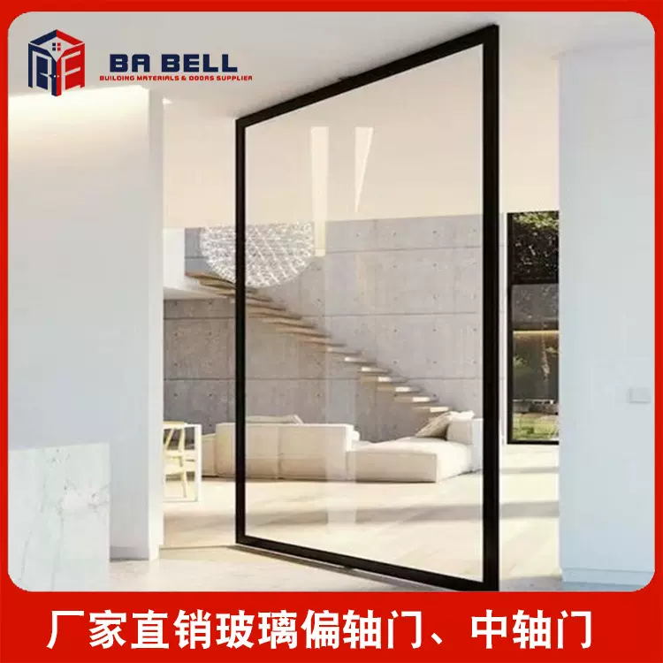 办公室展厅过道气动玻璃转轴门旋转门商场酒店电动偏轴玻璃门