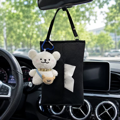 Line Art Puppy Car Tissue Car tissue box/set - xiaobai-leather-hanging-bag