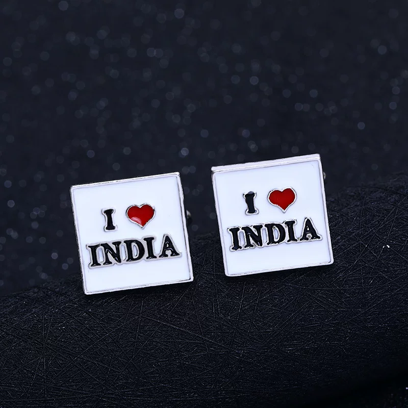 [速卖通外贸新款烤漆袖扣 I love INDIA法式衬衫袖钉cufflinks批发]