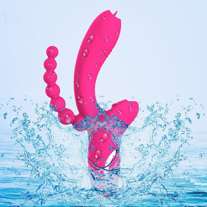 Doppelköpfiger Rosen-Vibrationsstab für Frauen, Rosen-Saug-Vibrationsstab mit Zugperle, Masturbator, Sexspielzeug_voghion.com