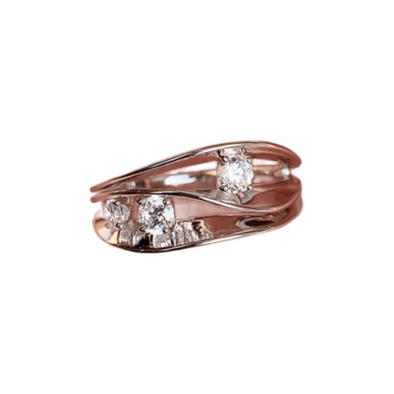 Designer Ring Galaxy Brilliance Silber Welle Mit Diamantbesatz_voghion.com