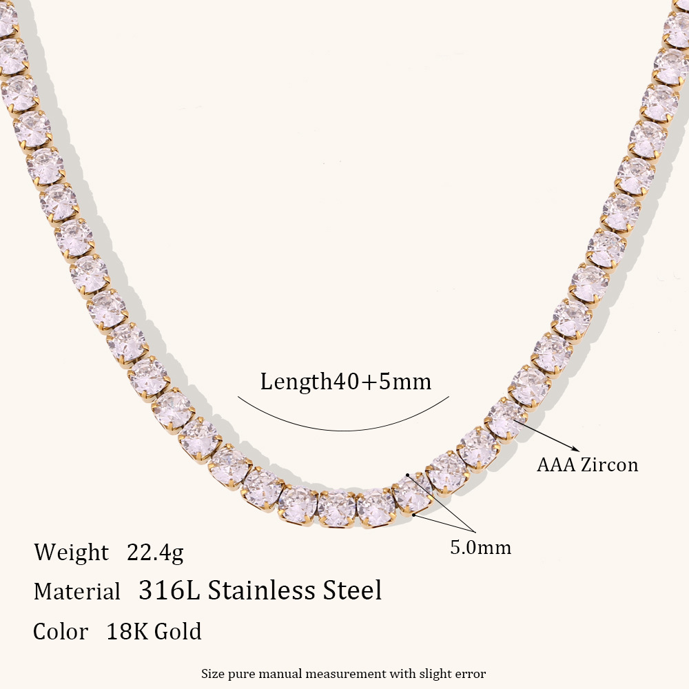 Titanium Steel 18K Gold Plated Elegant Glam Geometric Zircon Necklace display picture 2