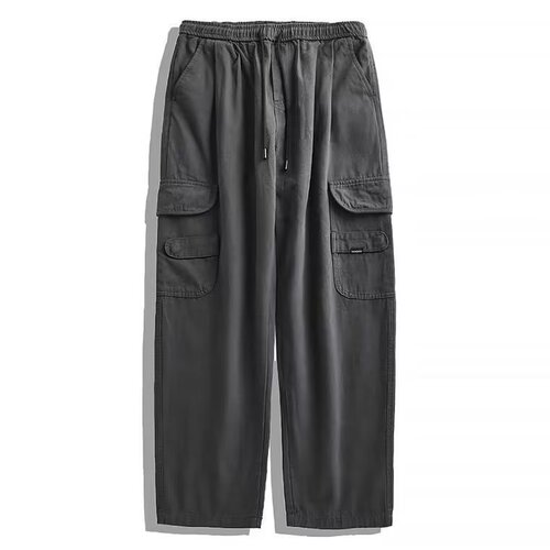 Men's Versatile Straight Leg Casual Loosely Fitted Work Pants with Hong Kong Style Ins Pure Color Daywear Pants