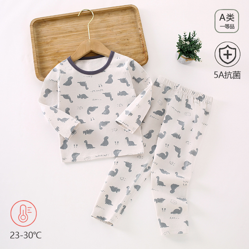 Children's Lycra Autumn Clothes and Autumn Pants Set Autumn and Winter New Boneless Underwear Home Clothes Boys and Girls Category a Bottoming Pajamas