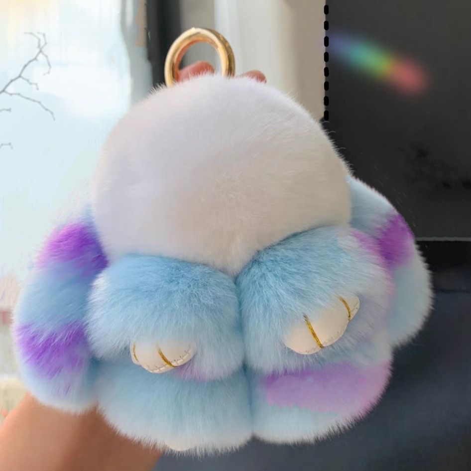 Rex conejo decoración de piel de conejo colgante de felpa bolsa de piel lindo mini leopardo conejo llavero Coche