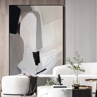 Hand-painted oil painting abstract living room decorative painting black white gray hallway hanging painting sofa background wall large floor texture painting