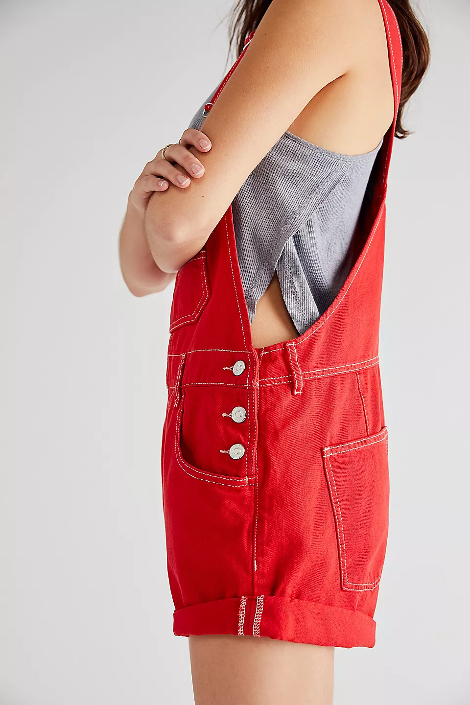Women's Solid Colour Loose Fit Denim Overalls Casual Cotton Jeans_voghion.com