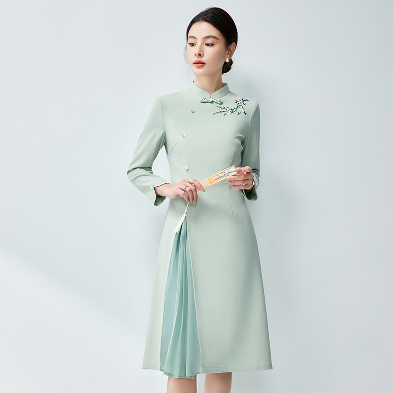 Professional dress Women's Autumn New Business Etiquette Reception New Chinese Temperament Improved Cheongsam National Style Work Clothes