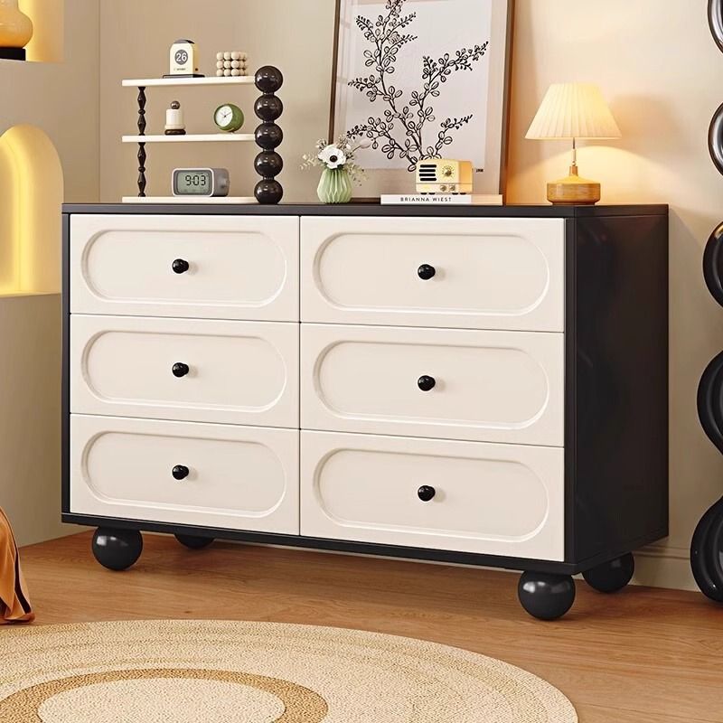 Solid Wood Chest of Drawers, Living Room Wall Storage Cabinet, Chest of Drawers, Cabinet Next to Sofa, Bedroom Storage, Black and White Bedside Cabinet