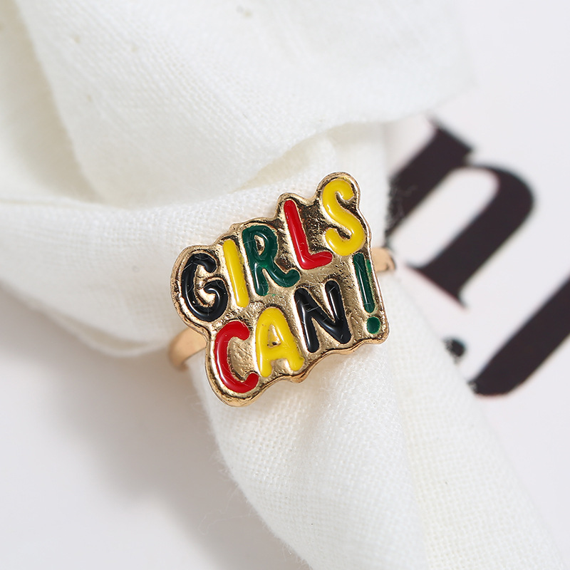 Fashionable creative design adjustable ring with letters
