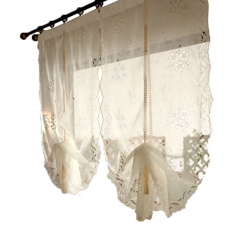 GJU8 finished curtain balloon curtain lift curtain fan-shaped half curtain short curtain Roman curtain kitchen bay window flower group