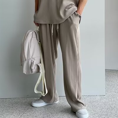 Traje deportivo de seda de hielo Chaleco de verano de los hombres camiseta sin mangas Pu Shuai Alto sentido de los hombres ropa deportiva coreana traje de dos piezas