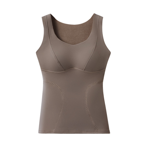Minimalist body-shaping base layer fixed cup no bra required warm vest comfortable skin-friendly warm backless top for women to wear outside
