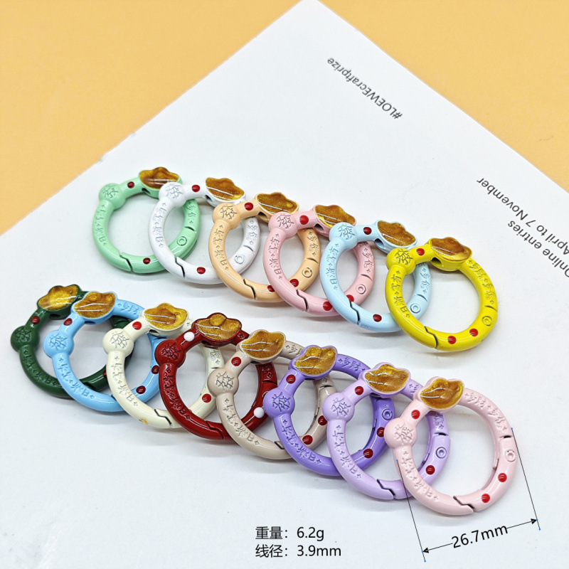 スプリングリングキャンディーカラースプリングバックルアクセサリーカラフルな愛ペイントブックリングカードリングキーホルダーオープン diy ジュエリー|undefined