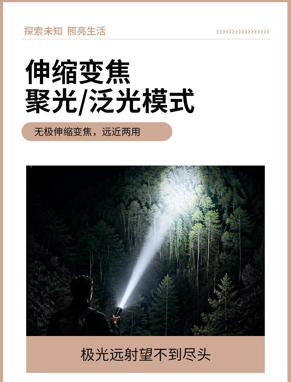 High-brightness rechargeable flashlight, ultra-bright, zoomable, long-range, long-lasting, small, portable, multi-mode, for home and outdoor use